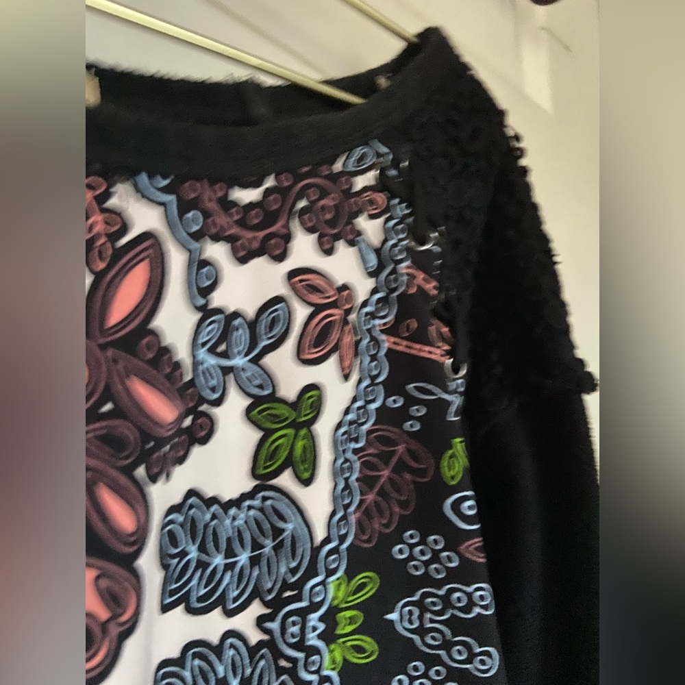 Democracy Long Sleeve Top - Boho Print & Crochet Detail - Size Small - Picture 5 of 7